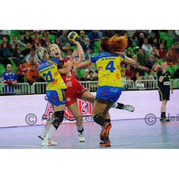 Barbara Lazovic in action during handball match RK Krim Mercator - Metz Handball in EHF Women\'s Champions league, played in Stozice, Ljubljana, Slovenia on March 10,2012 
