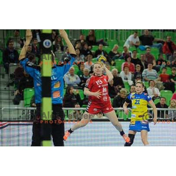 Kristina Bille Hansen in action during handball match RK Krim Mercator - Metz Handball in EHF Women\'s Champions league, played in Stozice, Ljubljana, Slovenia on March 10,2012 