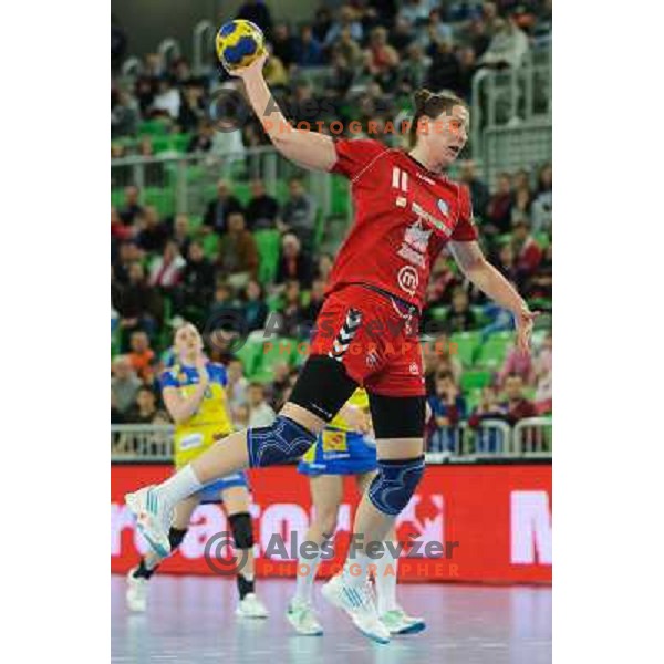 Marija Saric in action during handball match RK Krim Mercator - Metz Handball in EHF Women\'s Champions league, played in Stozice, Ljubljana, Slovenia on March 10,2012 