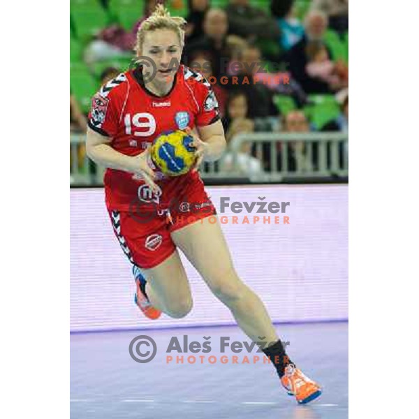 Kristina Bille Hansen in action during handball match RK Krim Mercator - Metz Handball in EHF Women\'s Champions league, played in Stozice, Ljubljana, Slovenia on March 10,2012 