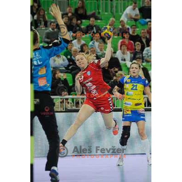 Kristina Bille Hansen in action during handball match RK Krim Mercator - Metz Handball in EHF Women\'s Champions league, played in Stozice, Ljubljana, Slovenia on March 10,2012 