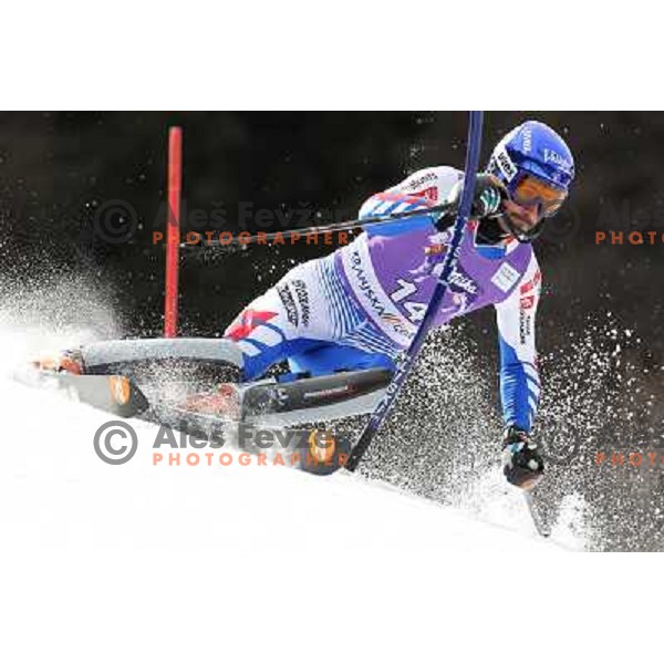 skiing in first run of Audi FIS Alpine Ski World Cup Slalom in Kranjska gora, Slovenia on March 11, 2012 
