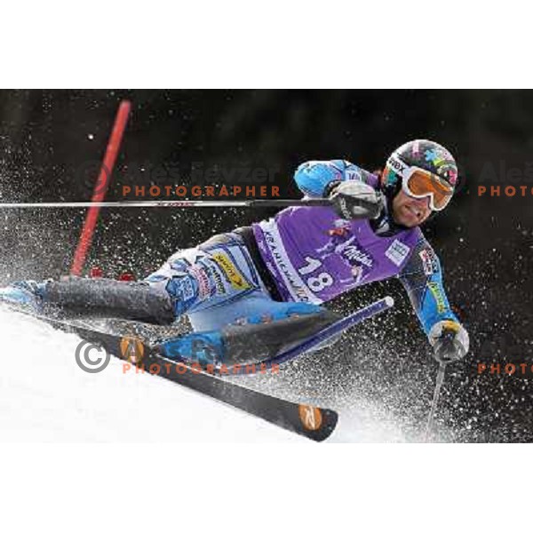 skiing in first run of Audi FIS Alpine Ski World Cup Slalom in Kranjska gora, Slovenia on March 11, 2012 