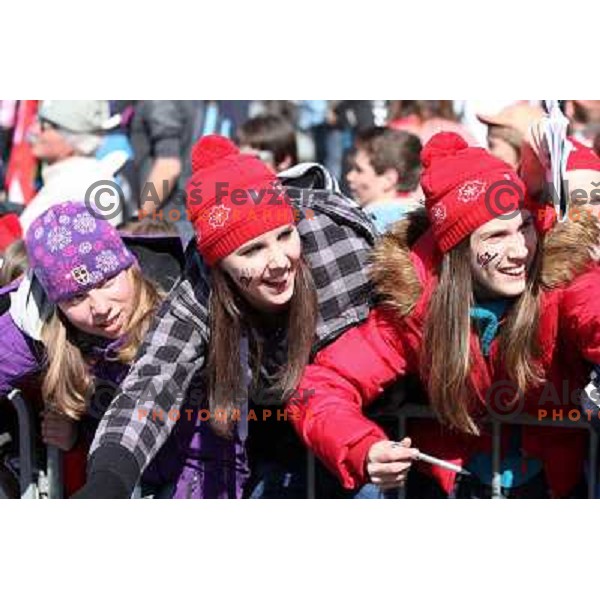 Fans during qualifications at 1st day of FIS Ski Jumping World Cup Finals Planica, March 15, 2012 in Planica, Slovenia. 