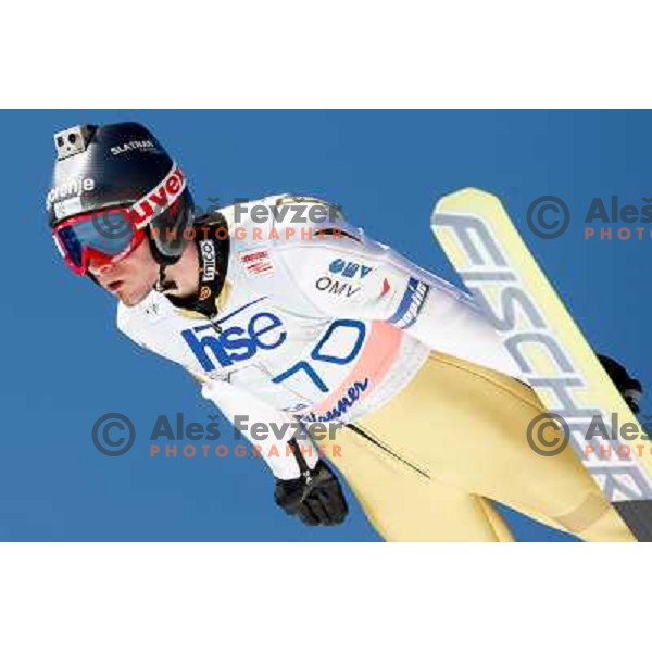 Robert Kranjec of Slovenia during qualifications at 1st day of FIS Ski Jumping World Cup Finals Planica, March 15, 2012 in Planica, Slovenia. 