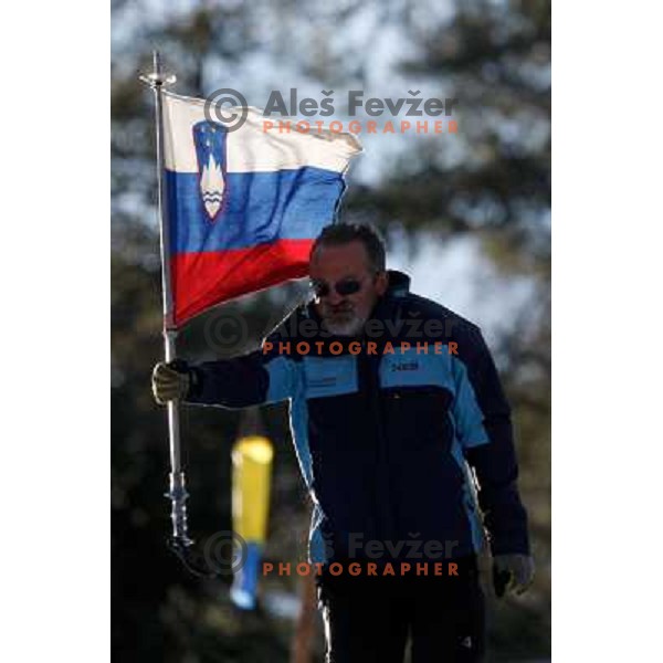 Slovenian flag during Jumping World Cup Finals Planica, March 15, 2012 in Planica, Slovenia. 
