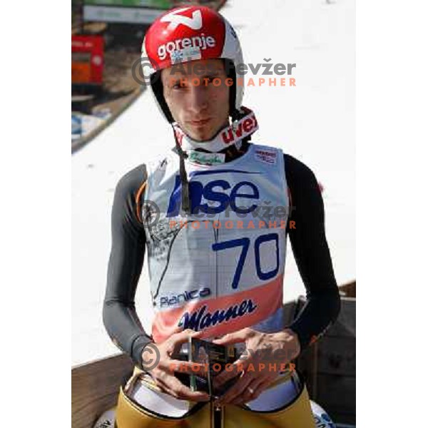 Robert Kranjec of Slovenia during qualifications at 1st day of FIS Ski Jumping World Cup Finals Planica, March 15, 2012 in Planica, Slovenia. 