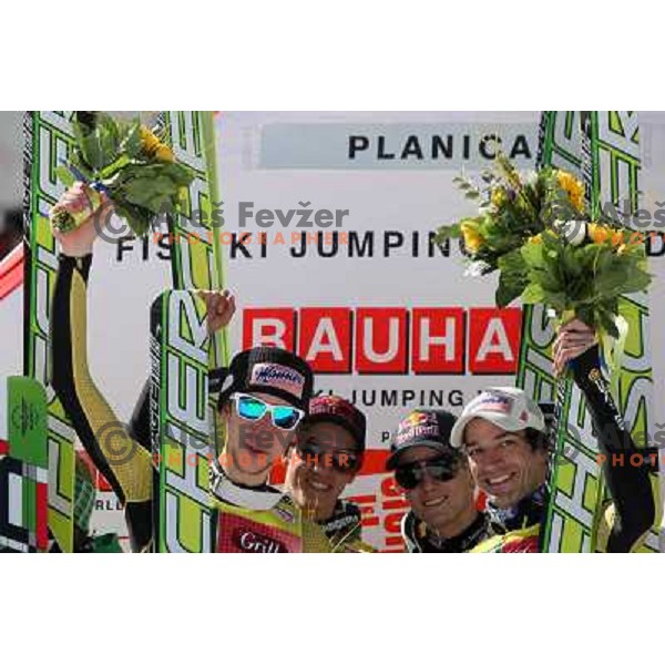 Winners: Thomas Morgenstern, Martin Koch, Gregor Schlierenzauer and Andreas Kofler during team competition FIS Ski Jumping World Cup Planica 2012, on March 17, 2012, Planica, Slovenia. 