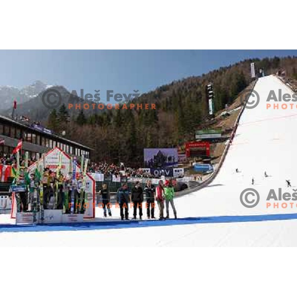 Podium during team competition FIS Ski Jumping World Cup Planica 2012, on March 17, 2012, Planica, Slovenia. 