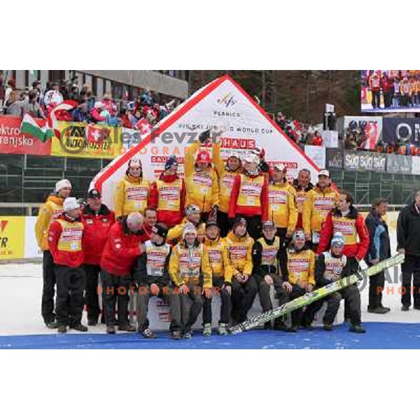 Team of Austria, overall best World Cup team in the season 2011-2012 during FIS Ski Jumping World Cup Finals Planica 2012, Planica, Slovenia, March 18, 2012 