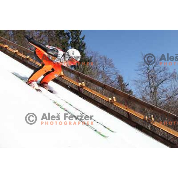 Matej Dobrovsek of Slovenia during team competition FIS Ski Jumping World Cup Planica 2012, on March 17, 2012, Planica, Slovenia. 