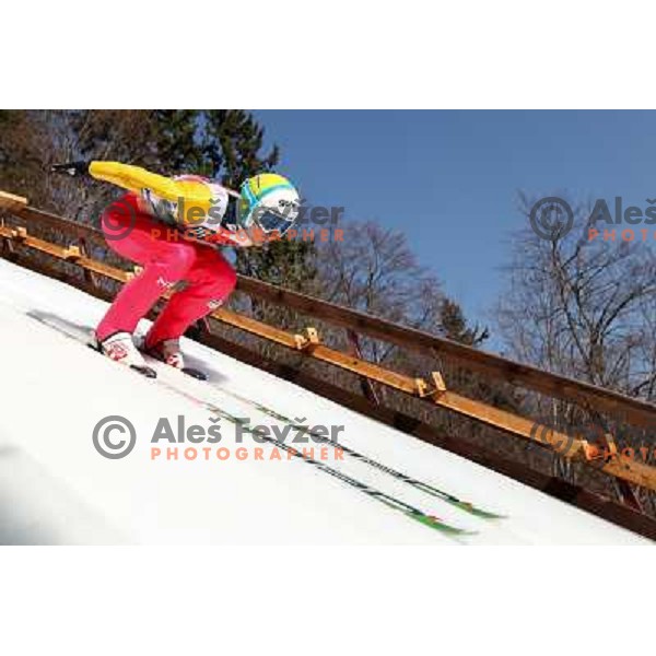 Ziga Mandel of Slovenia during team competition FIS Ski Jumping World Cup Planica 2012, on March 17, 2012, Planica, Slovenia. 