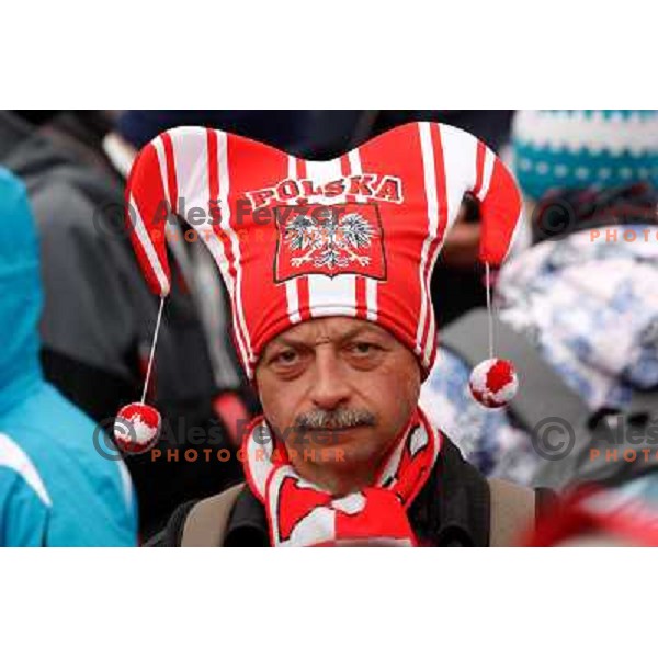 Fans during final competition of FIS World Cup Ski Jumping Planica in Planica, Slovenia on March 18, 2012 