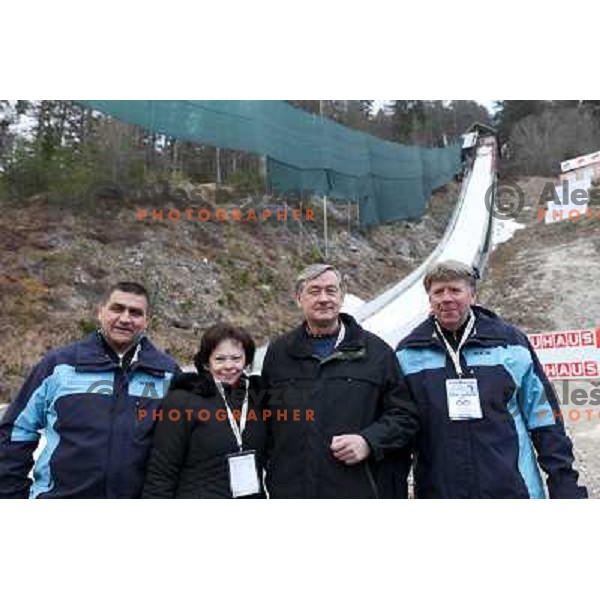 Jure Zerjav, Barbara Turk, dr. Danilo Turk and Drago Bahun during final competition of FIS World Cup Ski Jumping season 2011-2012 in Planica, Slovenia on March 18, 2012 