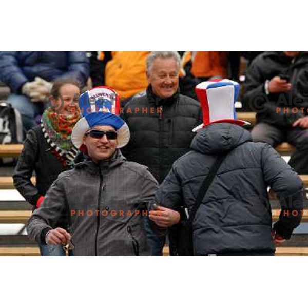Fans during final competition of FIS World Cup Ski Jumping Planica in Planica, Slovenia on March 18, 2012 