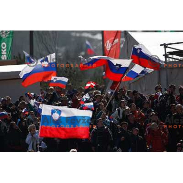 Flags during team competition FIS Ski Jumping World Cup Planica 2012, on March 17, 2012, Planica, Slovenia. 