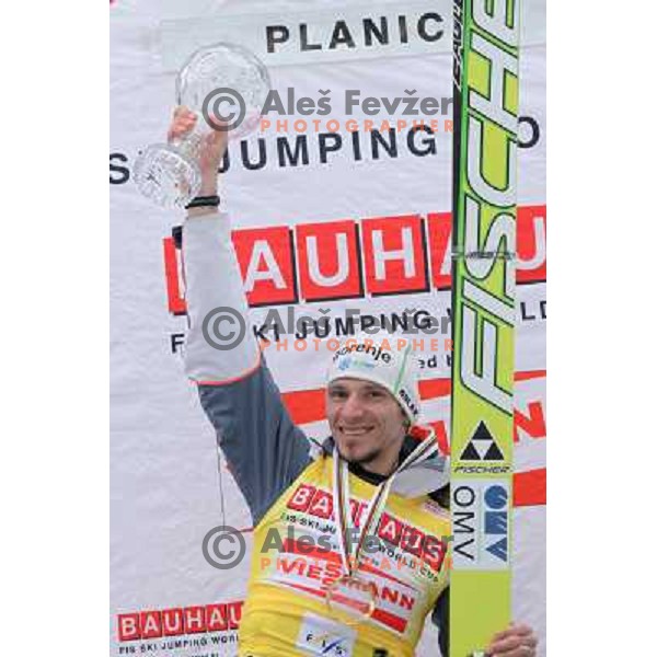 Robert Kranjec of Slovenia, overall champion during final competition of FIS World Cup Ski Jumping Planica in Planica, Slovenia on March 18, 2012 