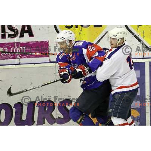 Sabahudin Kovacevic of Slovenia in action during friendly ice-hockey match Slovenia-Croatia in Hala Tivoli, Ljubljana, Slovenia on April 7, 2012 