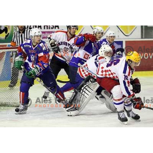 Ales Music of Slovenia in action during friendly ice-hockey match Slovenia-Croatia in Hala Tivoli, Ljubljana, Slovenia on April 7, 2012 