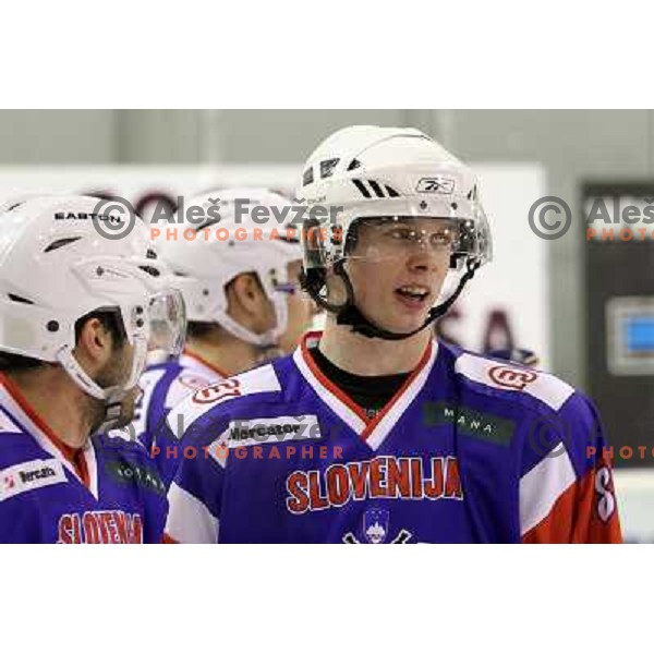 Ziga Jeglic of Slovenia in action during friendly ice-hockey match Slovenia-Croatia in Hala Tivoli, Ljubljana, Slovenia on April 7, 2012 
