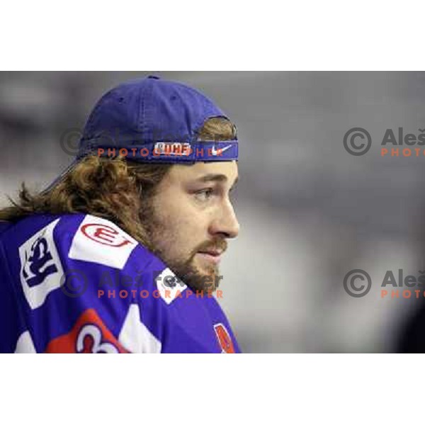 Robert Kristan of Slovenia in action during friendly ice-hockey match Slovenia-Croatia in Hala Tivoli, Ljubljana, Slovenia on April 7, 2012 