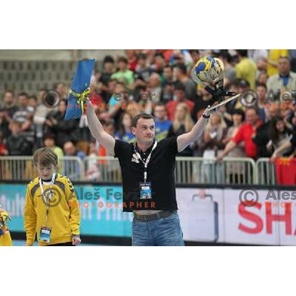 Zoran Jovicic of Slovenia retired his jersey with number 37 before handball match RK Cimos Koper (Slovenia) and BM Atletico Madrid (Spain) in VELUX EHF Champions league 2011-2012, played in Bonifika Hall, Koper, Slovenia on April 22, 2012 