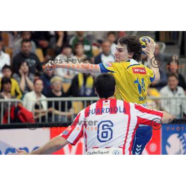 Sebastjan Skube of Cimos Koper during handball match RK Cimos Koper (Slovenia) and BM Atletico Madrid (Spain) in VELUX EHF Champions league 2011-2012, played in Bonifika Hall, Koper, Slovenia on April 22, 2012 