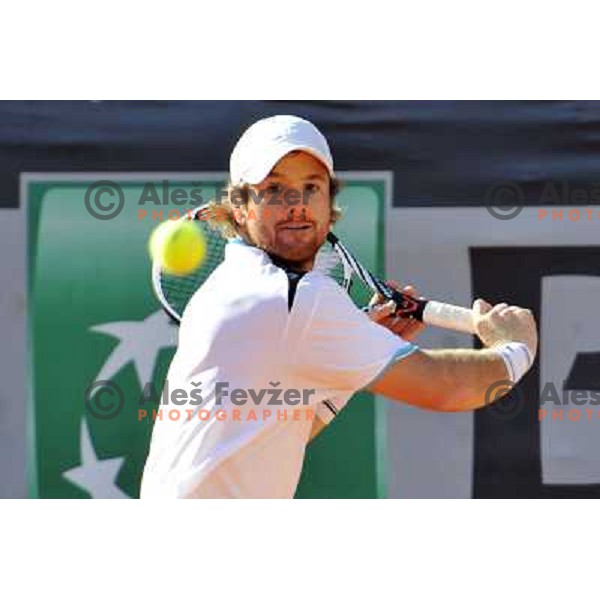 Blaz Kavcic of Slovenia in action during first round of ATP tennis tournament in Rome, Italy on May 14, 2012 