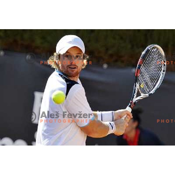 Blaz Kavcic of Slovenia in action during first round of ATP tennis tournament in Rome, Italy on May 14, 2012 