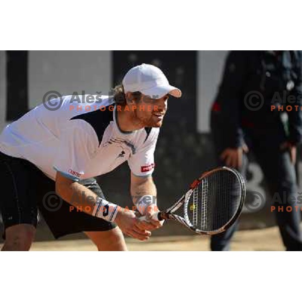 Blaz Kavcic of Slovenia in action during first round of ATP tennis tournament in Rome, Italy on May 14, 2012 