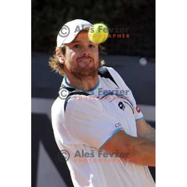 Blaz Kavcic of Slovenia in action during first round of ATP tennis tournament in Rome, Italy on May 14, 2012 
