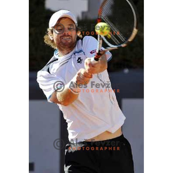 Blaz Kavcic of Slovenia in action during first round of ATP tennis tournament in Rome, Italy on May 14, 2012 