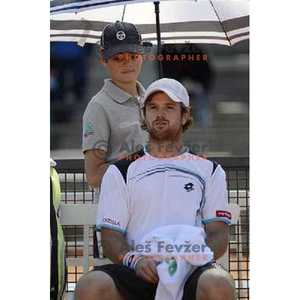Blaz Kavcic of Slovenia in action during first round of ATP tennis tournament in Rome, Italy on May 14, 2012 