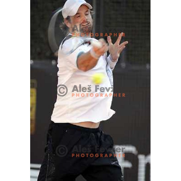 Blaz Kavcic of Slovenia in action during first round of ATP tennis tournament in Rome, Italy on May 14, 2012 