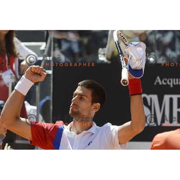 Novak Djokovic of Serbia in action during Internazionali BNL d\'Italia, ATP tournament in Rome, Italy on May 17,2012 