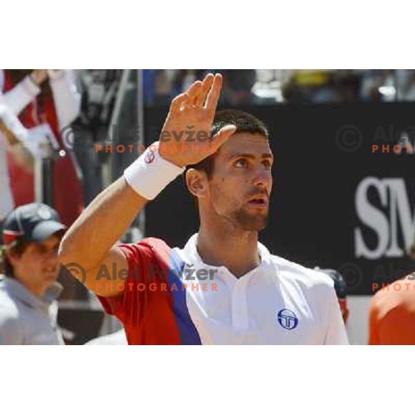 Novak Djokovic of Serbia in action during Internazionali BNL d\'Italia, ATP tournament in Rome, Italy on May 17,2012 