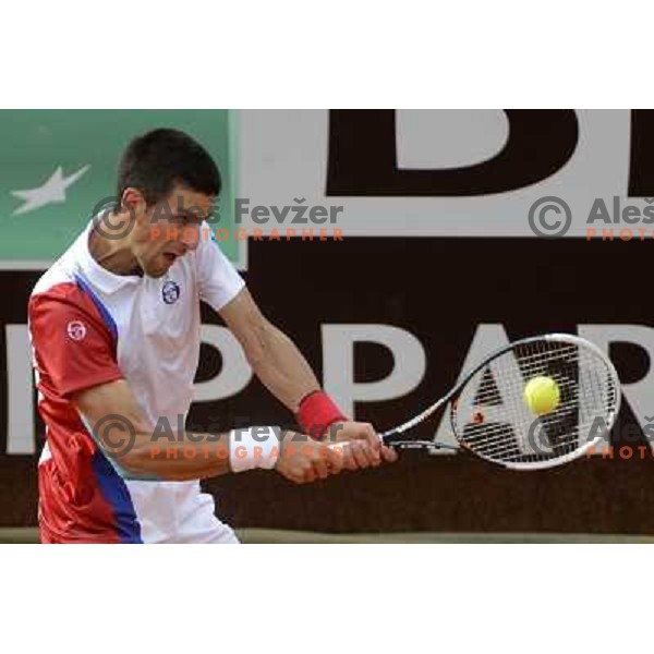 Novak Djokovic of Serbia in action during Internazionali BNL d\'Italia, ATP tournament in Rome, Italy on May 17,2012 