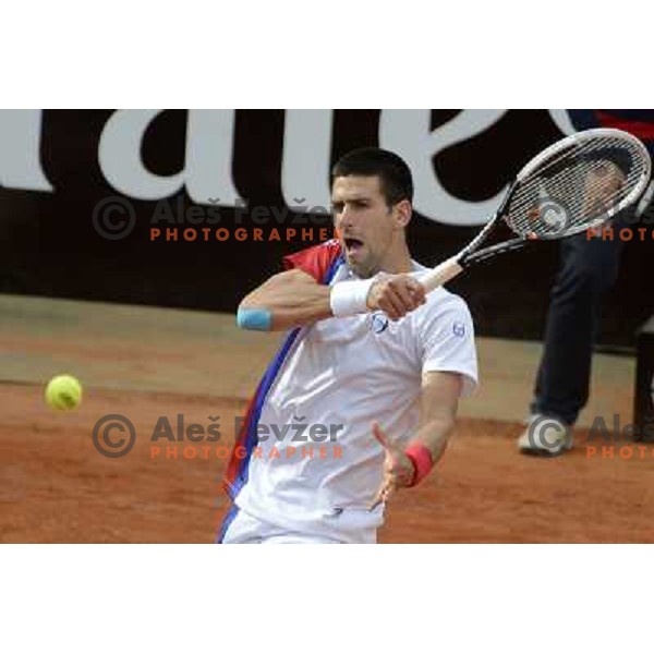 Novak Djokovic of Serbia in action during Internazionali BNL d\'Italia, ATP tournament in Rome, Italy on May 17,2012 