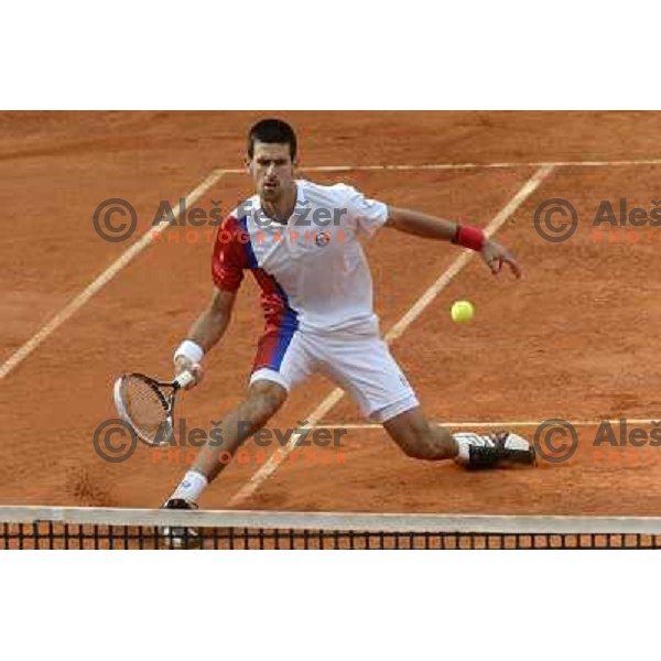Novak Djokovic of Serbia in action during Internazionali BNL d\'Italia, ATP tournament in Rome, Italy on May 17,2012 
