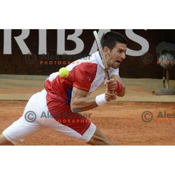 Novak Djokovic of Serbia in action during Internazionali BNL d\'Italia, ATP tournament in Rome, Italy on May 17,2012 