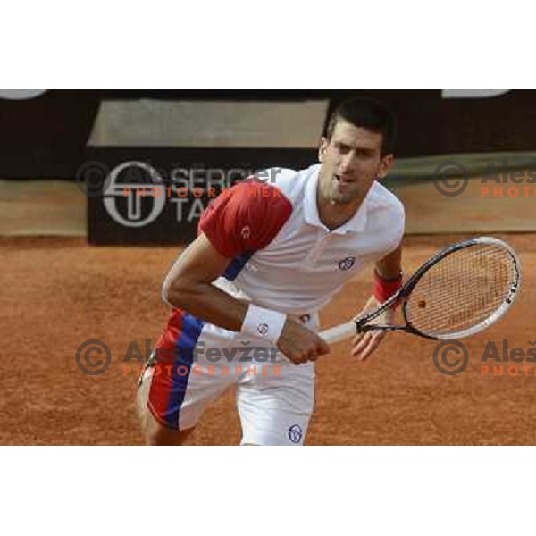 Novak Djokovic of Serbia in action during Internazionali BNL d\'Italia, ATP tournament in Rome, Italy on May 17,2012 