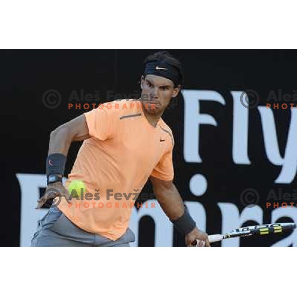 Rafael Nadal of Spain in action during Internazionali BNL d\'Italia, ATP tournament in Rome, Italy on May 17,2012 