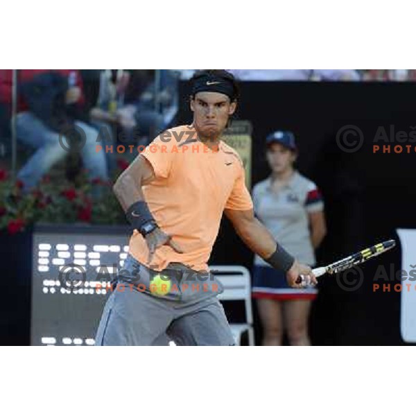 Rafael Nadal of Spain in action during Internazionali BNL d\'Italia, ATP tournament in Rome, Italy on May 17,2012 
