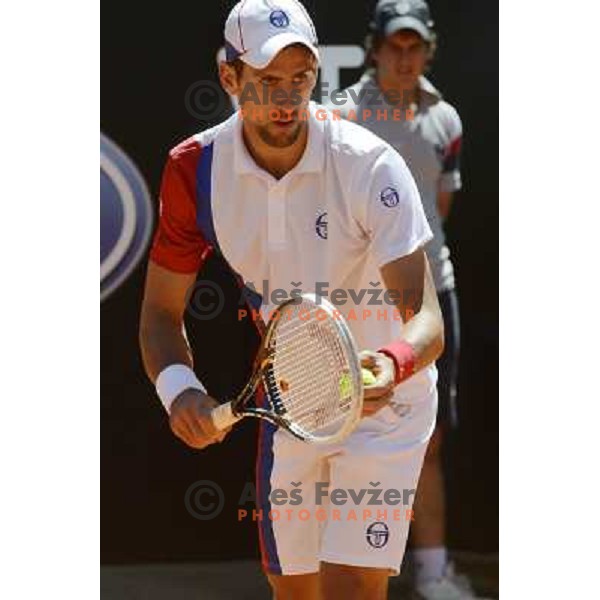 Novak Djokovic of Serbia in action during Internazionali BNL d\'Italia, ATP tournament in Rome, Italy on May 17,2012 
