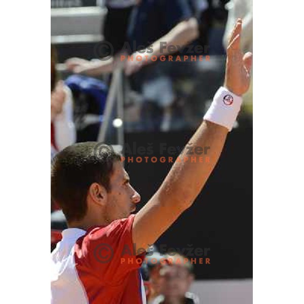 Novak Djokovic of Serbia in action during Internazionali BNL d\'Italia, ATP tournament in Rome, Italy on May 17,2012 