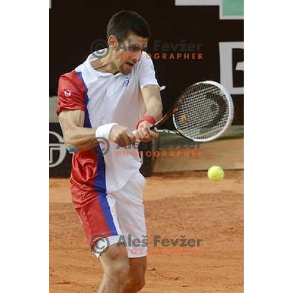 Novak Djokovic of Serbia in action during Internazionali BNL d\'Italia, ATP tournament in Rome, Italy on May 17,2012 