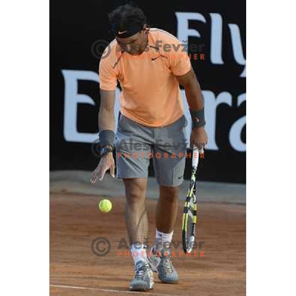 Rafael Nadal of Spain in action during Internazionali BNL d\'Italia, ATP tournament in Rome, Italy on May 17,2012 