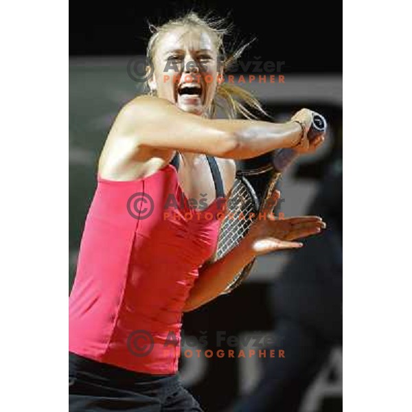 Maria Sharapova (RUS) in action during Internazionali BNL Open D\'Italia, WTA tour in Rome, Italy on May 17, 2012 