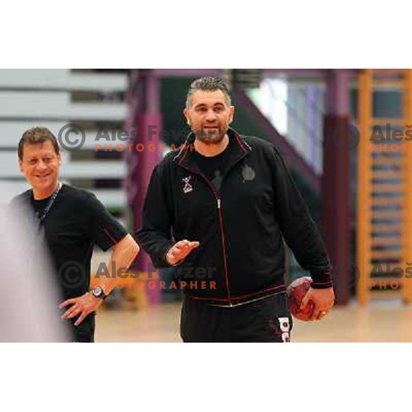 Boris Denic, head coach of Slovenia during practice session of Slovenia Handball team in Sports Hall Zrece, Slovenia on June 3, 2012 