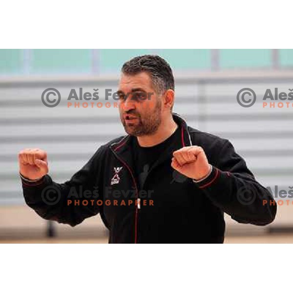 Boris Denic, head coach of Slovenia during practice session of Slovenia Handball team in Sports Hall Zrece, Slovenia on June 3, 2012 